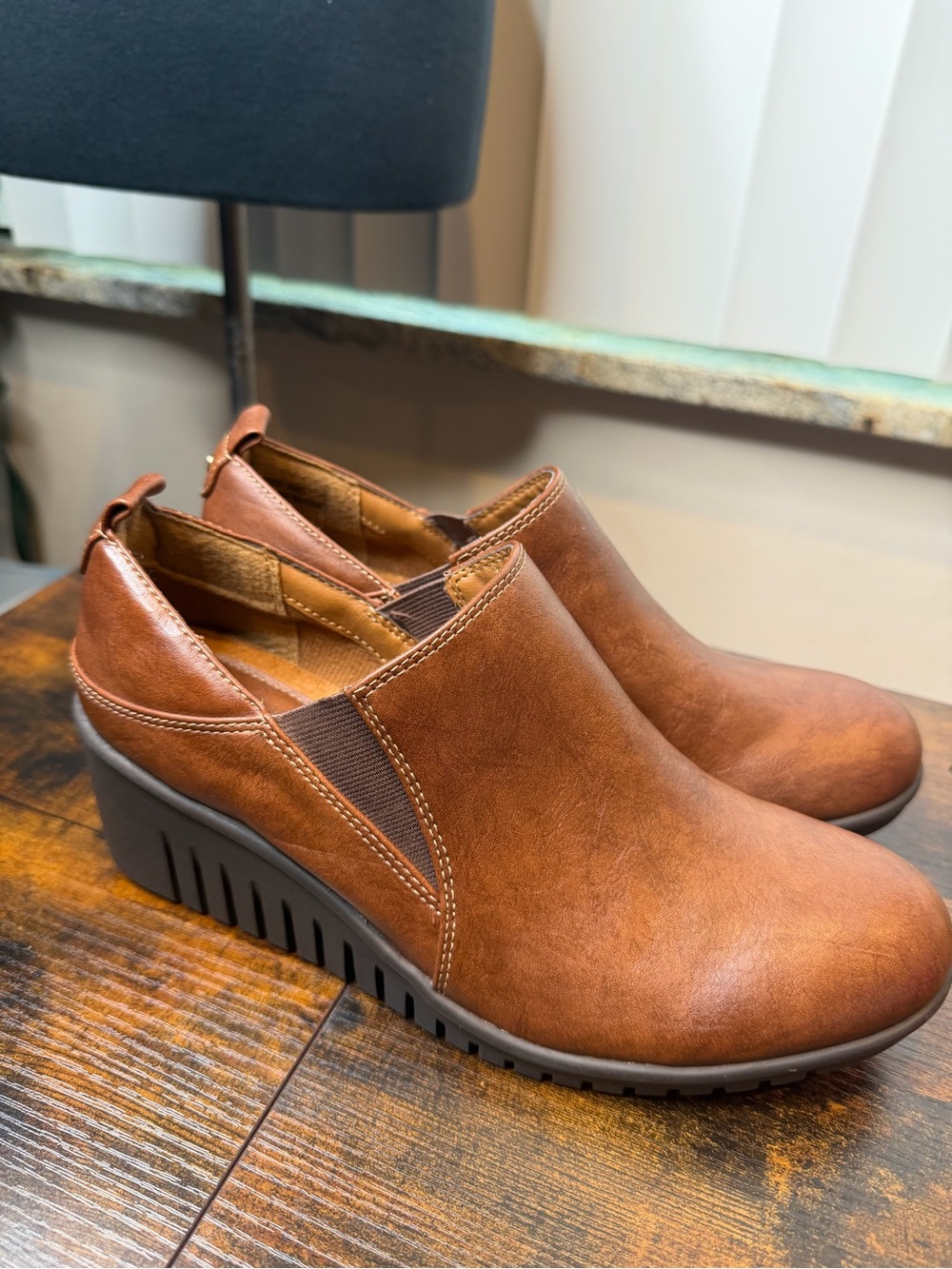 EuroSoft by Sofft Women's Brown Wedge Slip-On Career Ankle Shoes Size 9